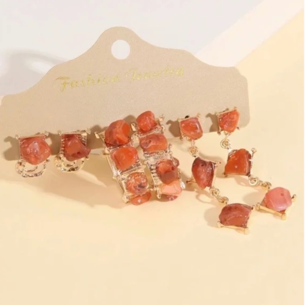 ❤️ FREE Geode Geo Stone Boho Peasant Hipster Hippie Chic Deco Farm Earrings Set